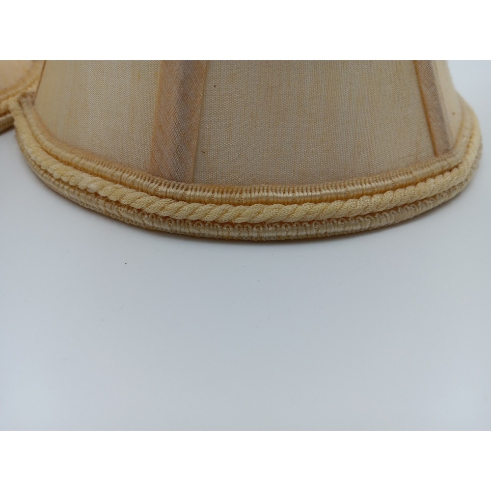 Set Of 6 VTG Chandalier Lamp Shades Cloth Yellow Off White - Picture 6 of 7